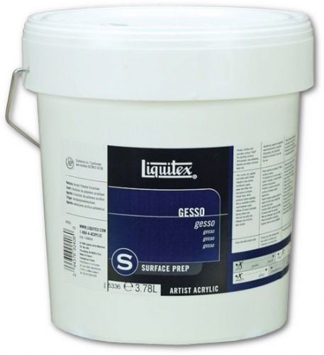 Liquitex 5336 White Gesso 1 Gallon; Classic white sealer and ground for absorbent surfaces, such as canvas, paper, or wood; Provides the proper surface sizing, tooth, and absorbency for acrylic and oil paints; One coat is usually enough; Traditional gesso is meant to be opaque titanium white for good coverage; Two coats are recommended under oil color; Dimensions 7.87